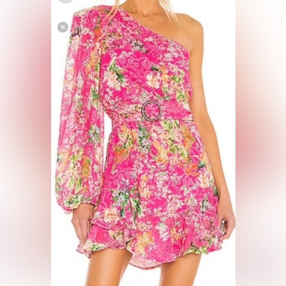 Hemant & Nandita dress pink eyelet floral size small boxBH NO BELT